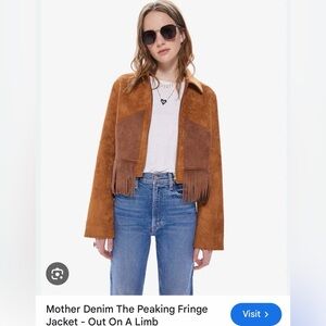 MOTHER Brown Leather Fringe Jacket